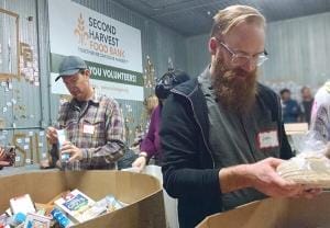 Joel and Keith sorting at Second Harvest