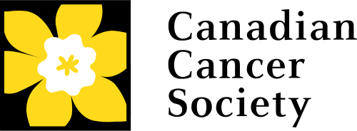 Logo of the Canadian Cancer Society featuring a stylized yellow daffodil flower on the left and the organizations name in black text on the right.